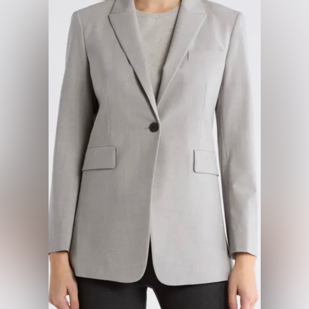 Theory Women's Gray Mlange Wool Blazer Sz 12
